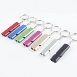 GenPick Emergency Whistle, Set of 7, Aluminum Alloy, Loud Sound with Key Ring & Neck Strap, Double Tube Design, Disaster Whistle, Waterproof, Lightweight, Emergency Rescue, Outdoor, School, Disaster