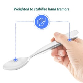 Weighted 7 oz Eating Utensils by Celley, 4pc Stainless Steel Knife Fork Spoon Set for Tremors