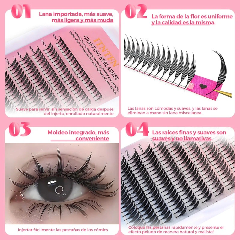 Extensiones De Pestañas Anime En Espiga, Estilo Comic Spire