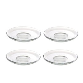 Cabilock Clear Glass Saucers for Tea Cups 3.54 Inch Round Coffee Cup Saucers Set of 4 Decorative Plates for Snacks Desserts Home Cafes