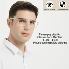 WEMOOTANTS Large Mens Reading Glasses Lightweight Readers Transparent 1.00 1.25 1.50 1.75 2.00 2.25 2.50 2.75 175 3.00 3.50 4.00