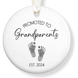 Grandparents First Christmas Ornament 2024, First Time Grandparents Gifts, 1st Time Grandparents, 2.9" Ceramic New Grandparents Christmas Tree Ornaments 2024