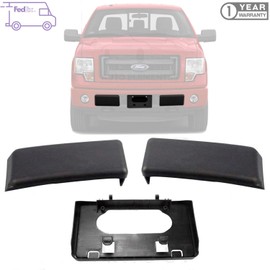 New Front Bumper Guard Pad Right Passenger & Left Driver Side + License Plate Frame Bracket Textured For 2009-2014 Ford F-150 Direct Replacement 9L3Z17E810B 9L3Z17A385A