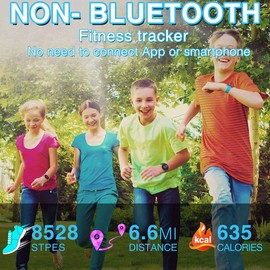 Focwony Non-bluetooth Led Fitness tracker watch,Digital Pedometer watch,with Step Counting/Distance/Calories/Stopwatch/Alarm Clock, Great Gift for Kids Teens Girls Boys Xmas (Round - blue)