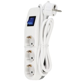 REV ICE Steckdosenleiste, 3-fach Steckdose, Mehrfachsteckdose 3fach, 1,4m, max. 3500W, weiss