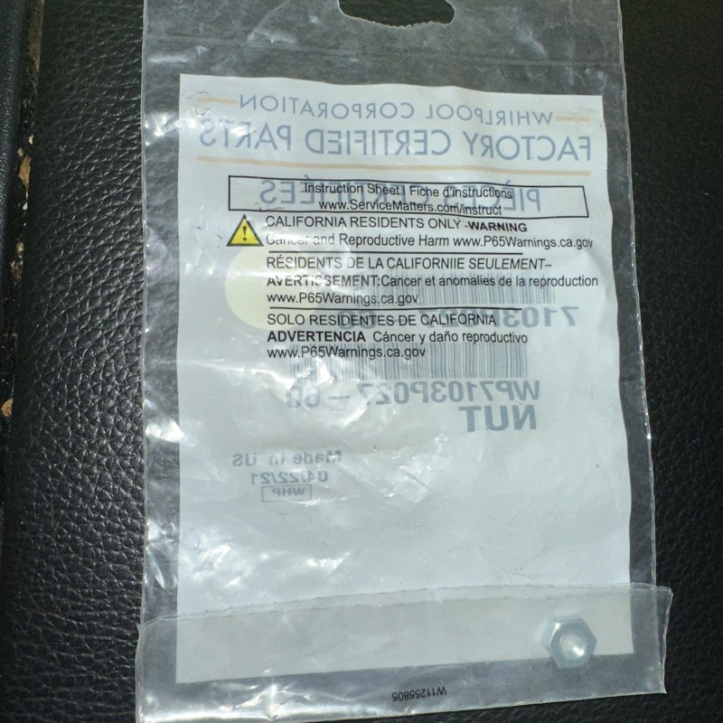 Whirlpool WP7103P027-60 Range Terminal Block Nut