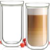 Aquach Double Wall Glass Cup 16oz 2pcs, Clear Insulated Coffee