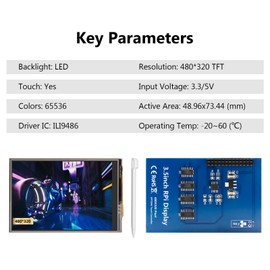 APKLVSR 3.5 Inch TFT LCD Touch Screen SPI Display Monitor 480 x 320 with Touch Pen for RPi 5 4B, 3B+, 3B, 2B+, B