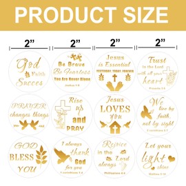 Gold Jesus Stickers Bible Quote Gold Foil Faith Gold Foil Labels 2 Inch - Clear Faith Motivational Christian Religious Verses Jesus Inspirational Labels Envelope Seals 120 Pcs