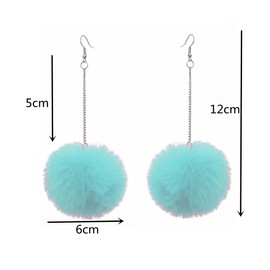 arete de pompón para mujer, bonitos y coloridos aretes de bola de piel esponjosa, de felpa suave, aretes colgantes de gota de invierno, Cobre, Esponjoso