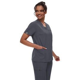 niaahinn Scrub for Women Scrubs Top with Classic V-Neck & Yoga Jogger Pants Medical Nursing Uniform Scrub Set (Gray, M)