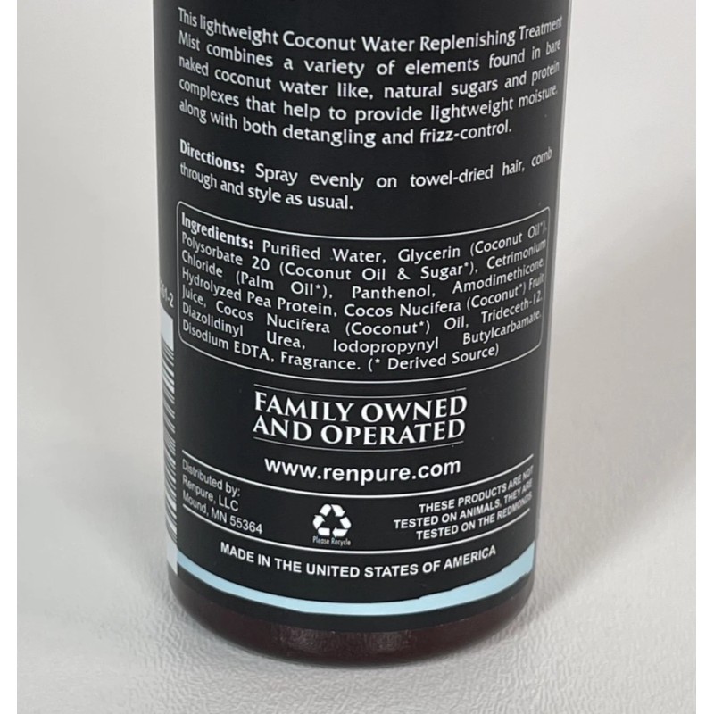 Renpure Professional Natural Coconut Water Replenishing Treatment Mist - 8