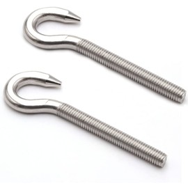 4PCS M12 Hook Bolts 304 Stainless Steel Long Shank Ring Screw High Hardness Steel Hook Bolt Pendant Screw Hook Hanging Hooks for Swing Chair Gardening