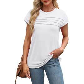 Plus Size Tops for Women Oversized Tshirts Loose Fit Spring Summer Tops Short Sleeve Shirts Business Casual Outfits Plus Size Spring Clothes Beach Vacation Clothes for Women 2025 White 2XL