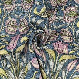Tapestry Fabric William Morris - Lily & Pomegranate Jewel - Purple & Blue Floral Upholstery Fabric Material (100cm x 140cm)