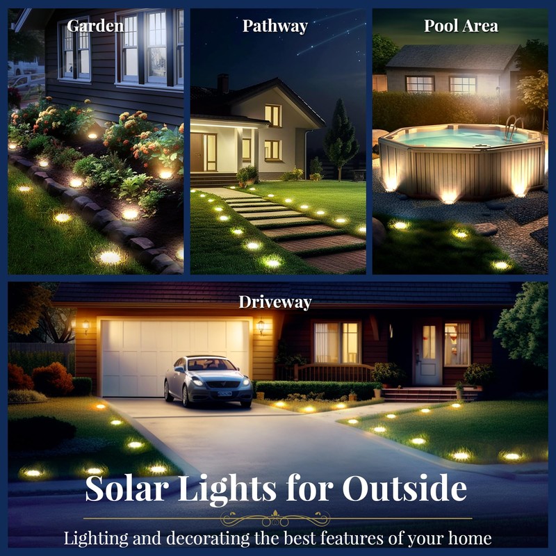 SOLPEX Solar Ground Lights, 12 Pack Solar Lights Outdoor Waterproof,
