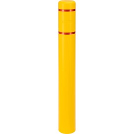 Global Industrial Reflective Bollard Sleeve, 6" Dia. x 52"H, Yellow with Red Tape