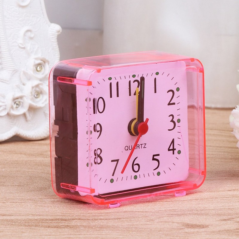 fatteryu Mini Square Quartz Beep Alarm Clock Plastic Desk Table