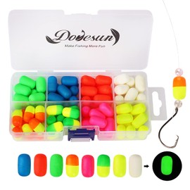 Dovesun Foam Floats Pompano Rigs Fishing Rig Floats Fly Fishing Floats Bright Color Cylindrical with Tackle Box 80PCS