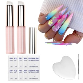 GZMAYUEN Pink Silicone Nail Brush, Reusable Nail Chrome Applicator Brush Nail Art Tools, Nail Brushes for Nail Art for Beginner