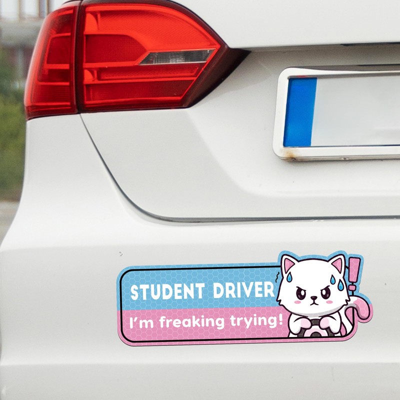 CNhoqc New Driver Car Magnet - 4pcs Cute Nervous Cat