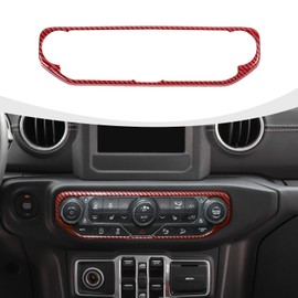 RAZPOY JL Dash AC Switch Cover, Center Console Dashboard Air Conditioner Switch Button Cover Trim Compatible with Jeep Wrangler JL 2018-2023, Red Carbon Fiber