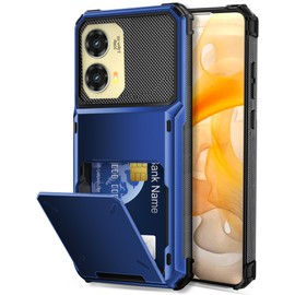 COOYA for Moto G Stylus 2024 Case Wallet 5 Credit Card Holder Slot Flip Cover G Stylus 2024 Wallet Case Back Pocket Dual Layer Protective Hard Shell TPU Rubber Bumper for Moto G Stylus 2024 5G Blue