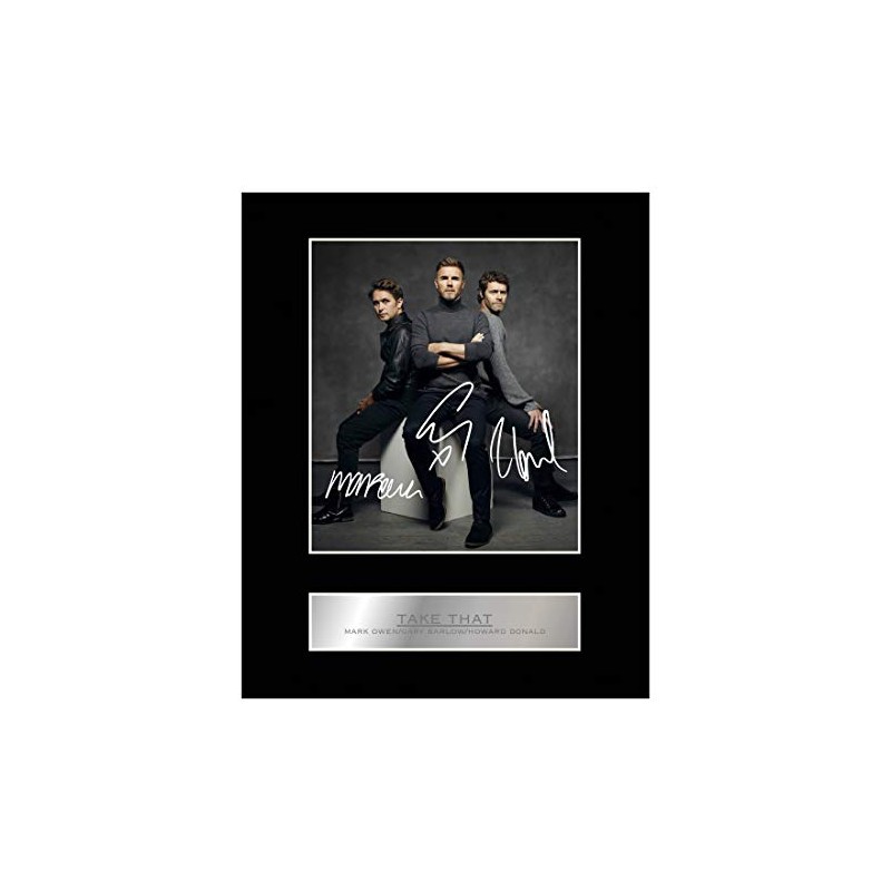 Iconic Pics Mark Owen, Gary Barlow, Howard Donald Signed Mounted