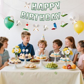 Badminton Birthday Decorations Badminton Happy Birthday Banner Racket Player Hat Garland Sport Theme Banner for Kids Adults Birthday Party Supplies