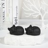 mookaitedecor Natural Black Obsidian Crystal Sleeping Cat Statue, Hand Carved