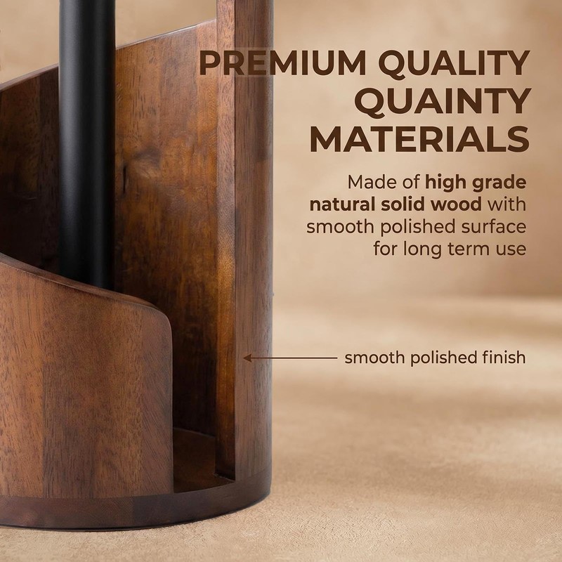 VANWYCHEN Wooden Paper Towel Holder(Brown), for Jumbo Rolls