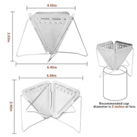 Pour Over Coffee Dripper, Folding Stainless Steel Coffee Drip Rack, Portable Pour Over for Office Home Travel Picnic Camping (4 cup)