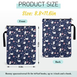 Cute Cats Garden Decor Book Sleeve for Book Lovers, Bookish Group Club Graduation School Gifts for Women Daughter Teen, Wild Flowers Book Cover with Zipper and Front Pocket for Paperbacks 9 x 12 Inch