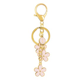 Zivcaer Initial Letter Keychain, Cute Keychains for Women, Pink Flower Keychain Pendant KeyRing for Handbag Backpack Wallet Bag Charms (I)