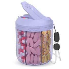 Pillendosierer mit 7 großen Fächern, Pillenflaschen-Organizer für Reisen, Supplement-Organizer mit Anti-Mixing-Design, BPA-freier Pillenbehälter mit 20 Etiketten, Lila