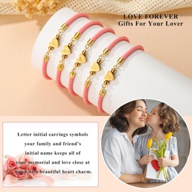 Avotto Initial Bracelet for Girls,4-18 Year Old Gifts for Girls Birthday Gold Letter A-Z Heart Love Teenage Bracelets for Girl Adjustable Birthday Gift Bracelet Girl Jewelry Gifts