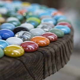 HappyFiller 10+ Opal Colored Glass Gems Flat Marble for Mancala Board Game Replacement,Vase Fillers,Coffee Table Mosaics Craft Decor,Garden Landscape,1 LB