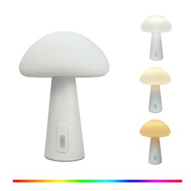 C4LIF Mushroom Night Light, Rechargeable RGB Mood Lamp with 3 White Modes and 6 Colors, Touch Dimmable Cute Bedside Lamp for Bedroom, Kids Room, Dorm, Living Room