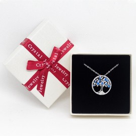 JUZICHEN Tree of Life Necklace for Women, 925 Sterling Silver Necklace for Women, Green Cubic Zirconia, Tree of Life Necklace, Hypoallergenic, with Gift Box, for Women, Men, S925 silver, Cubic