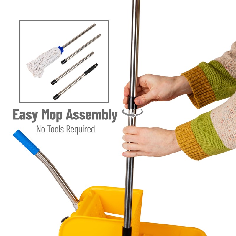 Mind Reader Mop and Bucket Set with Wringer, Mop Included,