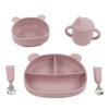 5pcs Baby Feeding Kit Food Grade Silicone Bear Design Plate