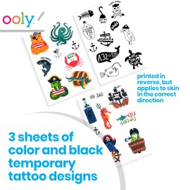 OOLY Tattoo-Palooza Over 50 Safe Non-Toxic Temporary Tattoos for Kids, Fake Tattoos as Party Favors for kids 4-8, Goodie Bag Stuffers for Birthday Party Supplies [Pirate's Life]