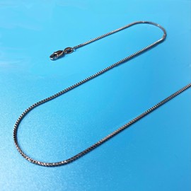 DIFINES 14k Real Solid White Gold 0.65mm Box Link Chain Necklace with Lobster Claw Clasp, Ideal GIfts for Women or Men - 24"