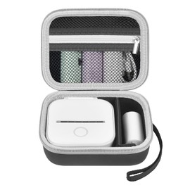 ANKHOH Label Maker Case for Memoking T02 / Phomemo M02 / M02S / M02 Pro / Q30S / Ponek Mini Pocket Printer, Portable Sticker Printer Storage Holder Organiser Bag Paper & USB Cables, Box Only (Black)