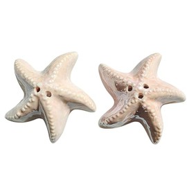 Generic Starfish Ceramic Salt & Pepper Shaker Set, 2.5 inches by 2.5 inch by 1 inch, small, light coral
