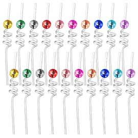 20Pcs 70s Mirror Disco Ball Straws, LIOUCBD Mirror Disco Party Decorations, Reusable Plastic Straws for Bachelorette Birthday Cocktail Dance Holiday Wedding Supplies (Colorful)