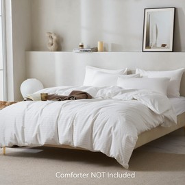 JELLYMONI 100% Natural Cotton 2pcs Striped Duvet Cover Sets, Satin Striped Printing Pattern Duvet Cover Set, with Zipper Closure & Corner Ties(TwinXL Size)