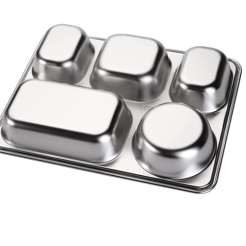 AIYoo 304 Stainless Steel Divided Plates with Lid for Adults