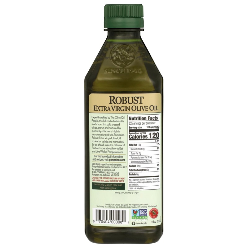 Pompeian Robust Extra Virgin Olive Oil, Contains Polyphenols, First Cold