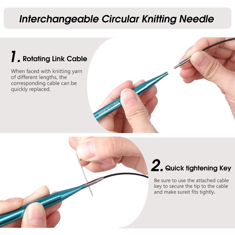 Guclud Interchangeable Circular Knitting Needle 16inch & 24inch Size US